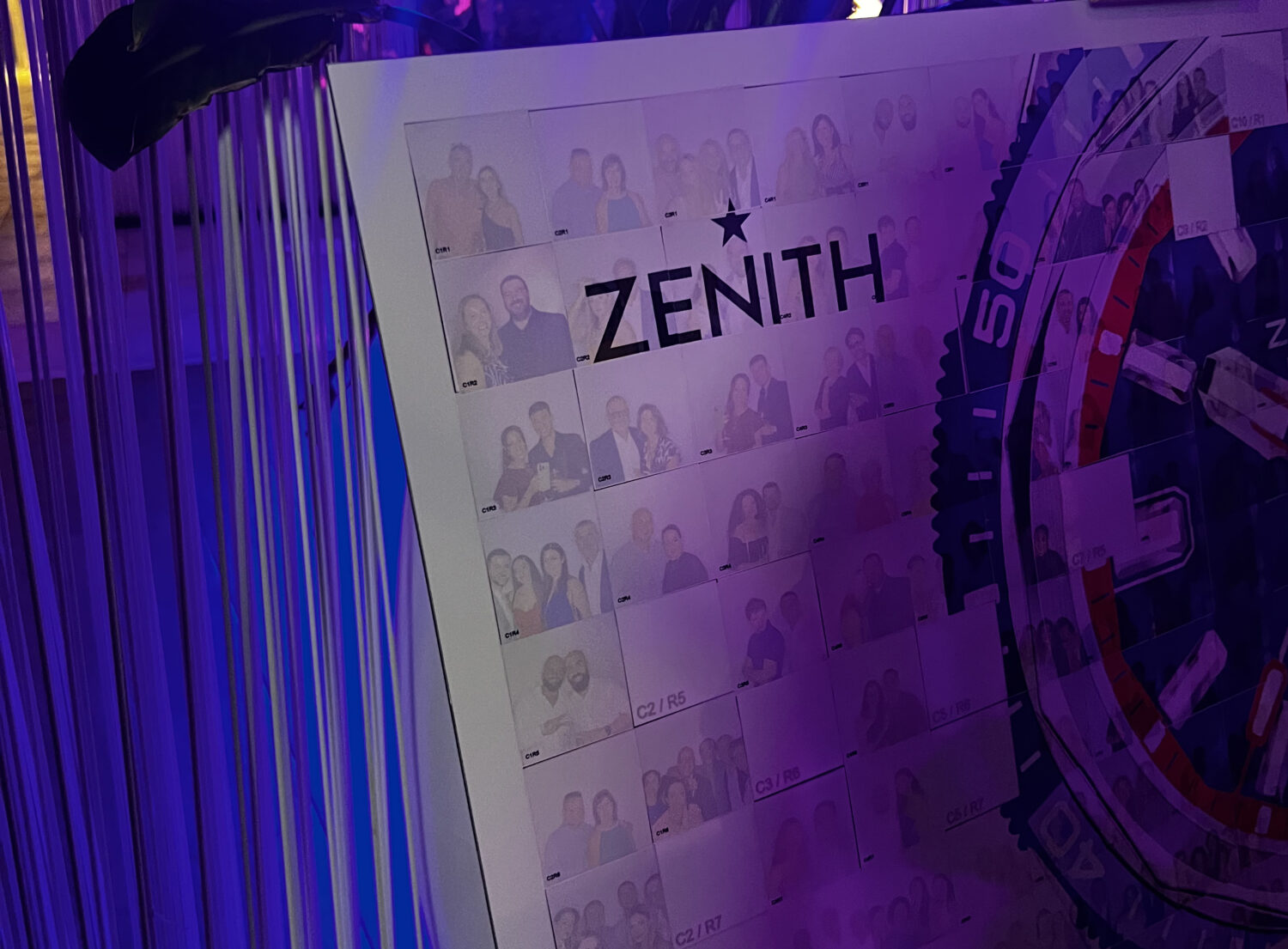 Detailed view of live photo mosaic wall created from guest images during brand activation in Malta